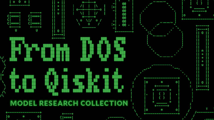 Black background with digitized green lettering that reads "From DOS to Qiskit" 