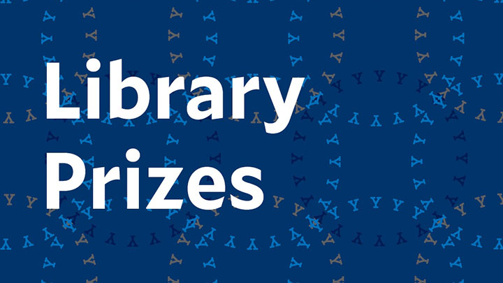 Dark blue field with light blue letter Y forming circles and white type that reads "Library Prizes"
